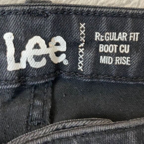 Lee Women's Jeans Size 14P Regular Fit Bootcut Mid-Rise Black Denim Casual Y2K - Picture 7 of 13